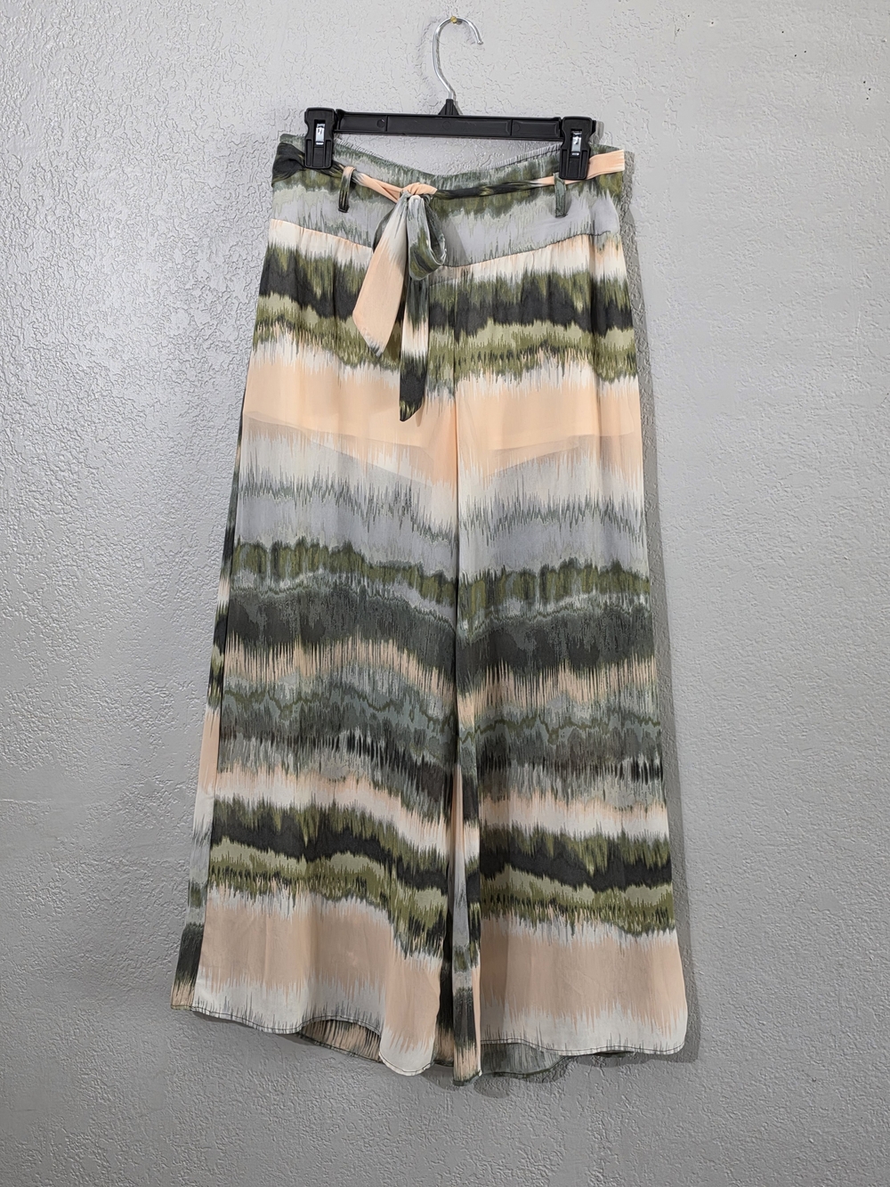 HeartSoul Wide-Leg Tie-Waist Palazzo Pant Multicolor Womens Small Sheer w/Shorts